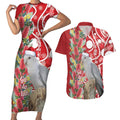 Blue Galah Mutation Christmas Australia Couples Matching Short Sleeve Bodycon Dress and Hawaiian Shirt Falalalala Galalah Bottlebrush Red Aboriginal Art - Aussie Hoodie