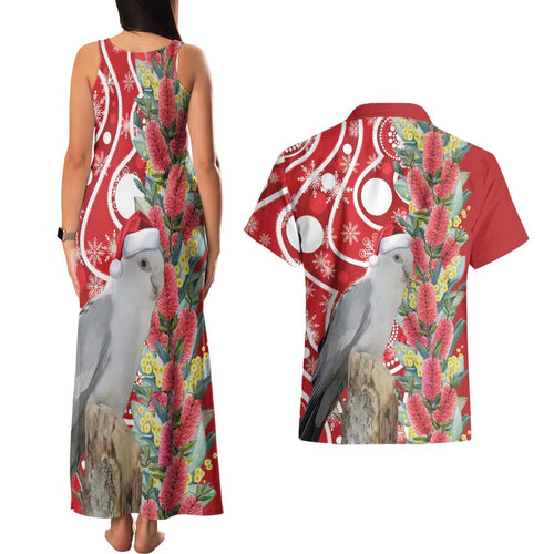 Blue Galah Mutation Christmas Australia Couples Matching Tank Maxi Dress and Hawaiian Shirt Falalalala Galalah Bottlebrush Red Aboriginal Art - Aussie Hoodie