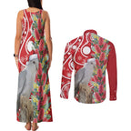 Blue Galah Mutation Christmas Australia Couples Matching Tank Maxi Dress and Long Sleeve Button Shirt Falalalala Galalah Bottlebrush Red Aboriginal Art - Aussie Hoodie
