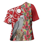 Blue Galah Mutation Christmas Australia Cross Shoulder Shirt Falalalala Galalah Bottlebrush Red Aboriginal Art - Aussie Hoodie