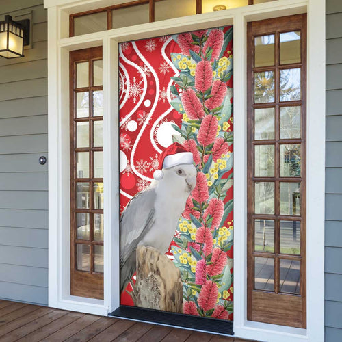 Blue Galah Mutation Christmas Australia Door Cover Falalalala Galalah Bottlebrush Red Aboriginal Art - Aussie Hoodie