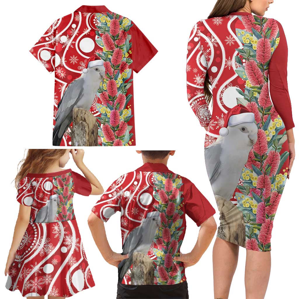 Blue Galah Mutation Christmas Australia Family Matching Long Sleeve Bodycon Dress and Hawaiian Shirt Falalalala Galalah Bottlebrush Red Aboriginal Art - Aussie Hoodie
