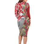 Blue Galah Mutation Christmas Australia Family Matching Long Sleeve Bodycon Dress and Hawaiian Shirt Falalalala Galalah Bottlebrush Red Aboriginal Art - Aussie Hoodie