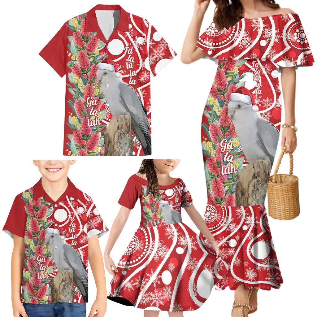 Blue Galah Mutation Christmas Australia Family Matching Mermaid Dress and Hawaiian Shirt Falalalala Galalah Bottlebrush Red Aboriginal Art - Aussie Hoodie