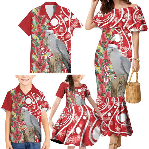 Blue Galah Mutation Christmas Australia Family Matching Mermaid Dress and Hawaiian Shirt Falalalala Galalah Bottlebrush Red Aboriginal Art - Aussie Hoodie