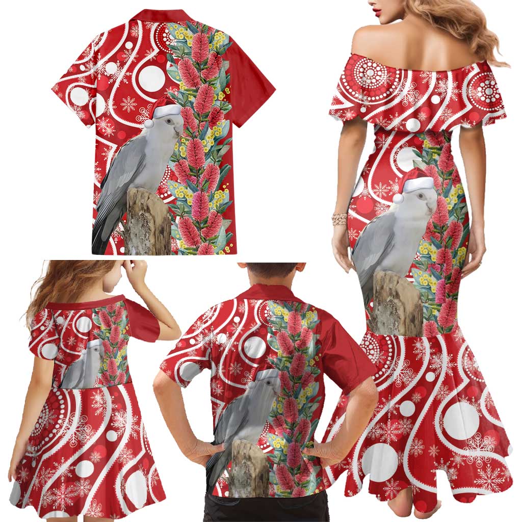 Blue Galah Mutation Christmas Australia Family Matching Mermaid Dress and Hawaiian Shirt Falalalala Galalah Bottlebrush Red Aboriginal Art - Aussie Hoodie