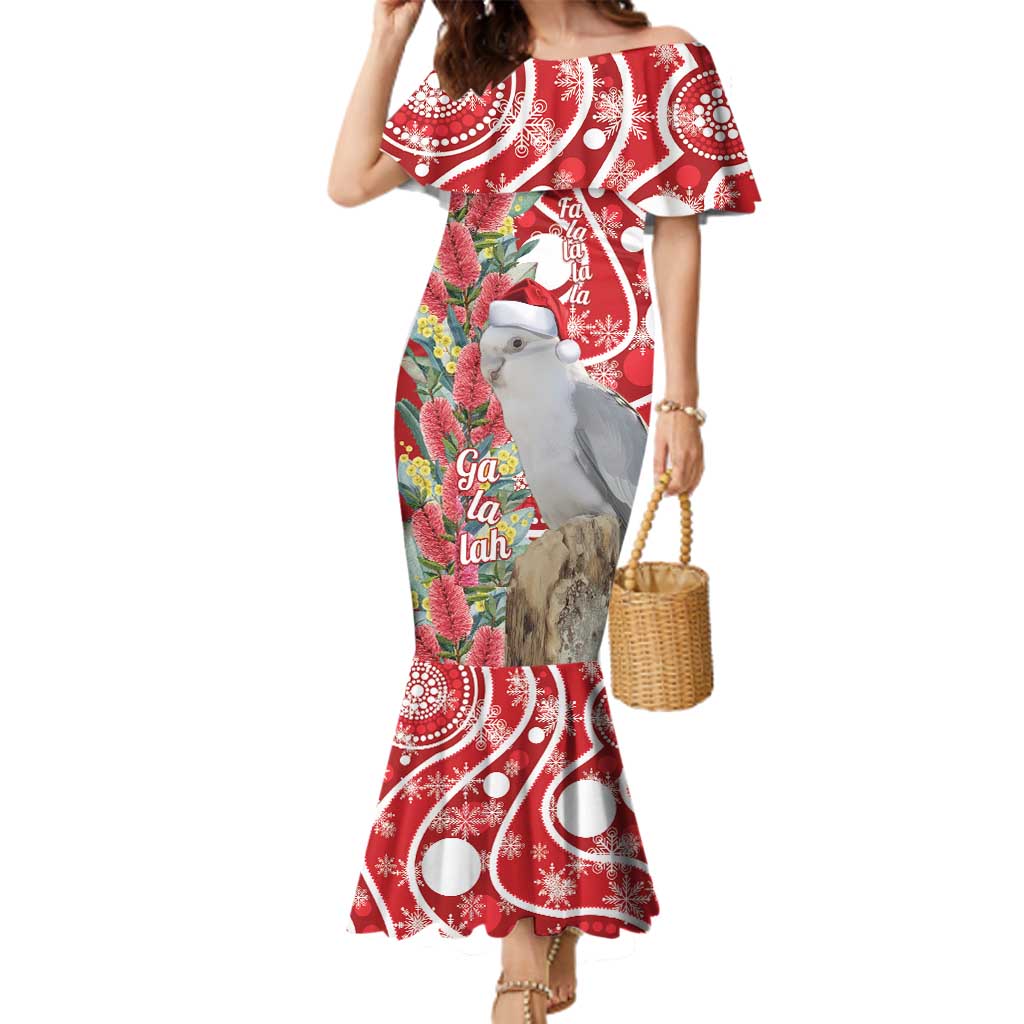Blue Galah Mutation Christmas Australia Family Matching Mermaid Dress and Hawaiian Shirt Falalalala Galalah Bottlebrush Red Aboriginal Art - Aussie Hoodie