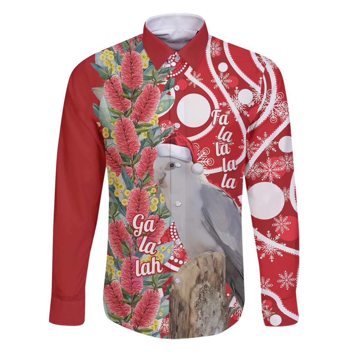 Blue Galah Mutation Christmas Australia Family Matching Off The Shoulder Long Sleeve Dress and Hawaiian Shirt Falalalala Galalah Bottlebrush Red Aboriginal Art - Aussie Hoodie