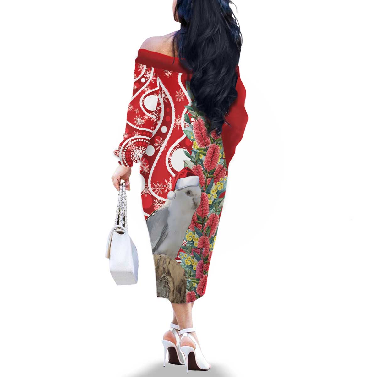 Blue Galah Mutation Christmas Australia Family Matching Off The Shoulder Long Sleeve Dress and Hawaiian Shirt Falalalala Galalah Bottlebrush Red Aboriginal Art - Aussie Hoodie