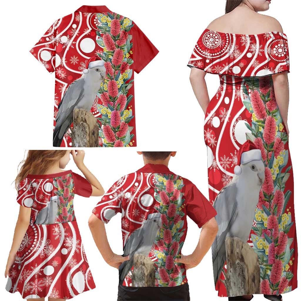 Blue Galah Mutation Christmas Australia Family Matching Off Shoulder Maxi Dress and Hawaiian Shirt Falalalala Galalah Bottlebrush Red Aboriginal Art - Aussie Hoodie