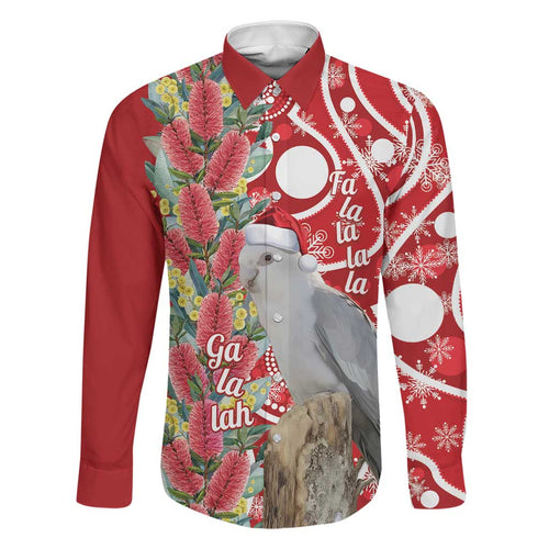 Blue Galah Mutation Christmas Australia Family Matching Off Shoulder Maxi Dress and Hawaiian Shirt Falalalala Galalah Bottlebrush Red Aboriginal Art - Aussie Hoodie