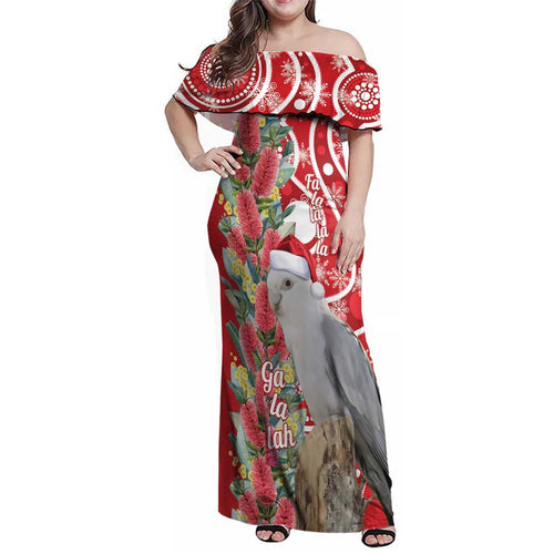Blue Galah Mutation Christmas Australia Family Matching Off Shoulder Maxi Dress and Hawaiian Shirt Falalalala Galalah Bottlebrush Red Aboriginal Art - Aussie Hoodie