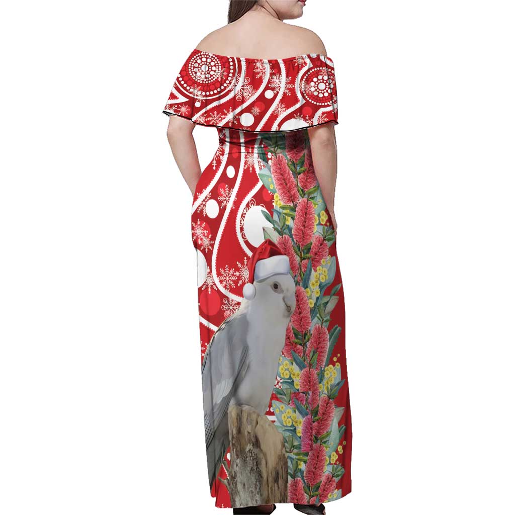 Blue Galah Mutation Christmas Australia Family Matching Off Shoulder Maxi Dress and Hawaiian Shirt Falalalala Galalah Bottlebrush Red Aboriginal Art - Aussie Hoodie
