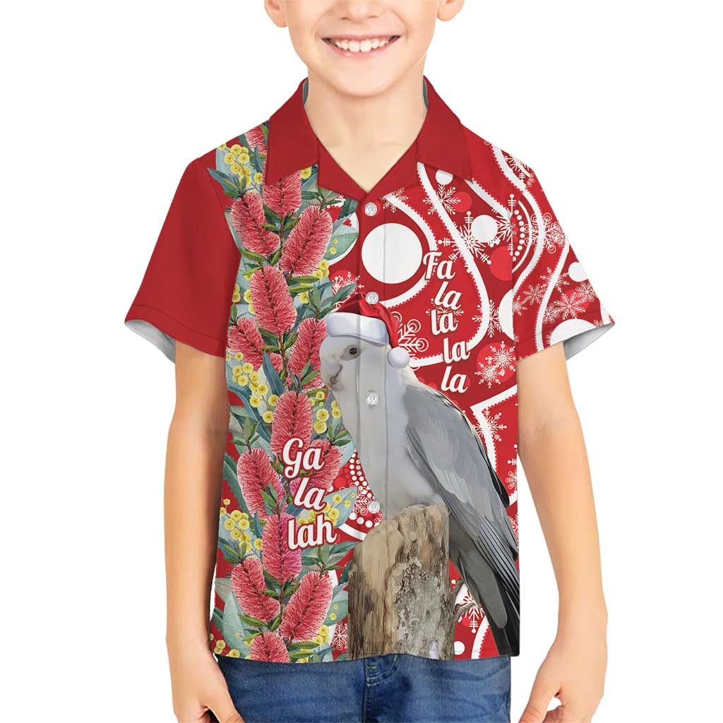 Blue Galah Mutation Christmas Australia Family Matching Off Shoulder Maxi Dress and Hawaiian Shirt Falalalala Galalah Bottlebrush Red Aboriginal Art - Aussie Hoodie