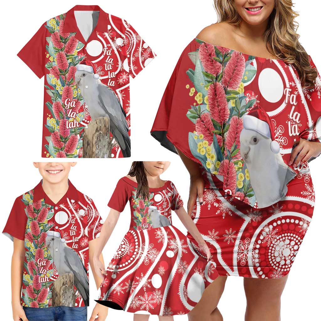 Blue Galah Mutation Christmas Australia Family Matching Off Shoulder Short Dress and Hawaiian Shirt Falalalala Galalah Bottlebrush Red Aboriginal Art - Aussie Hoodie