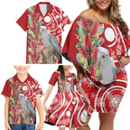 Blue Galah Mutation Christmas Australia Family Matching Off Shoulder Short Dress and Hawaiian Shirt Falalalala Galalah Bottlebrush Red Aboriginal Art - Aussie Hoodie