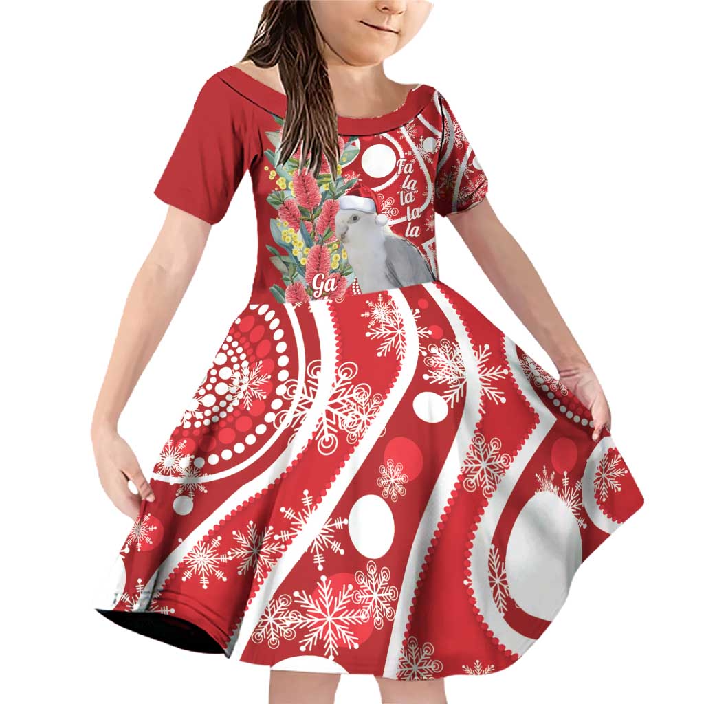 Blue Galah Mutation Christmas Australia Family Matching Off Shoulder Short Dress and Hawaiian Shirt Falalalala Galalah Bottlebrush Red Aboriginal Art - Aussie Hoodie