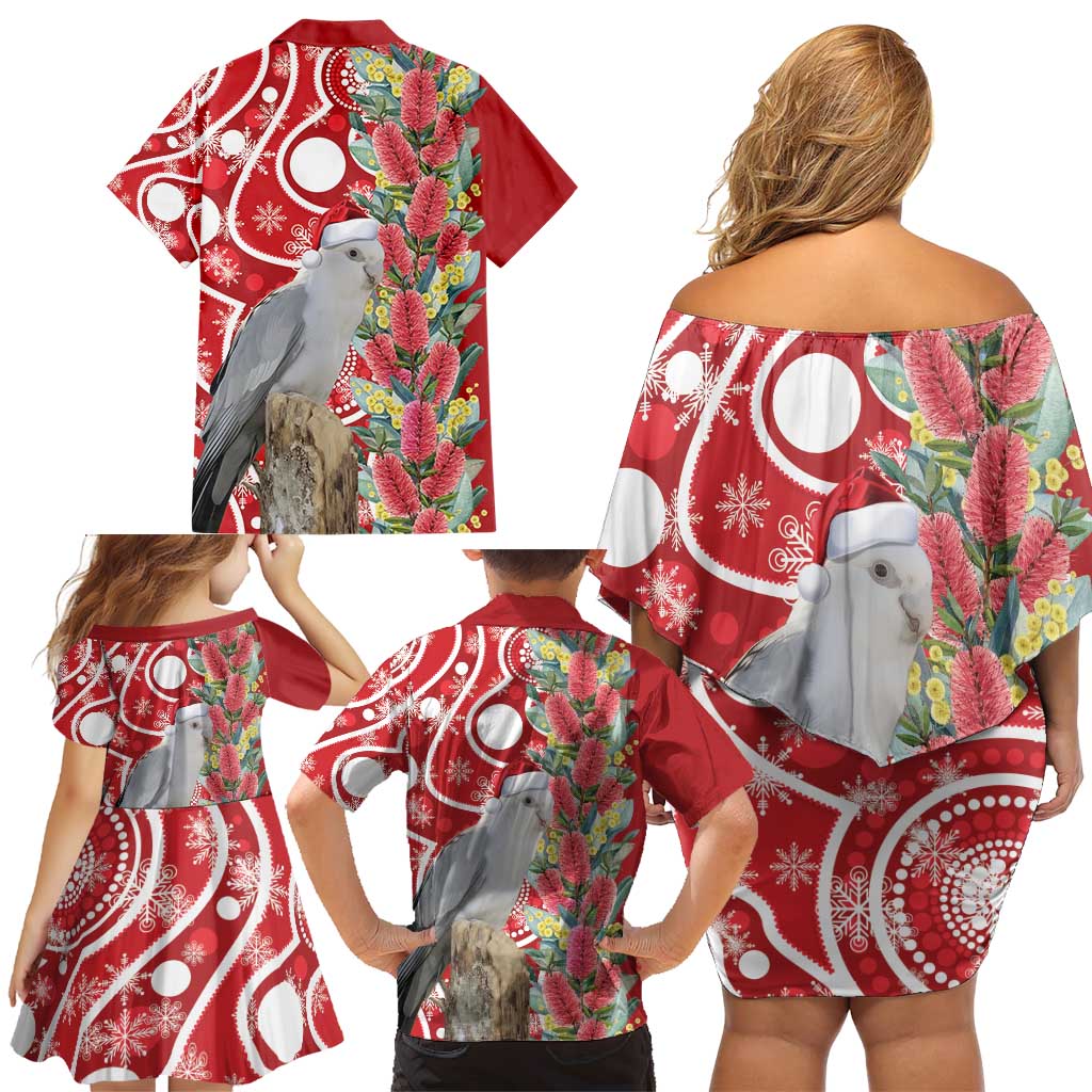 Blue Galah Mutation Christmas Australia Family Matching Off Shoulder Short Dress and Hawaiian Shirt Falalalala Galalah Bottlebrush Red Aboriginal Art - Aussie Hoodie