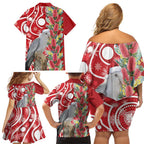 Blue Galah Mutation Christmas Australia Family Matching Off Shoulder Short Dress and Hawaiian Shirt Falalalala Galalah Bottlebrush Red Aboriginal Art - Aussie Hoodie
