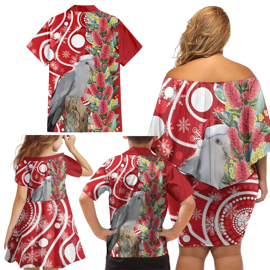 Blue Galah Mutation Christmas Australia Family Matching Off Shoulder Short Dress and Hawaiian Shirt Falalalala Galalah Bottlebrush Red Aboriginal Art - Aussie Hoodie