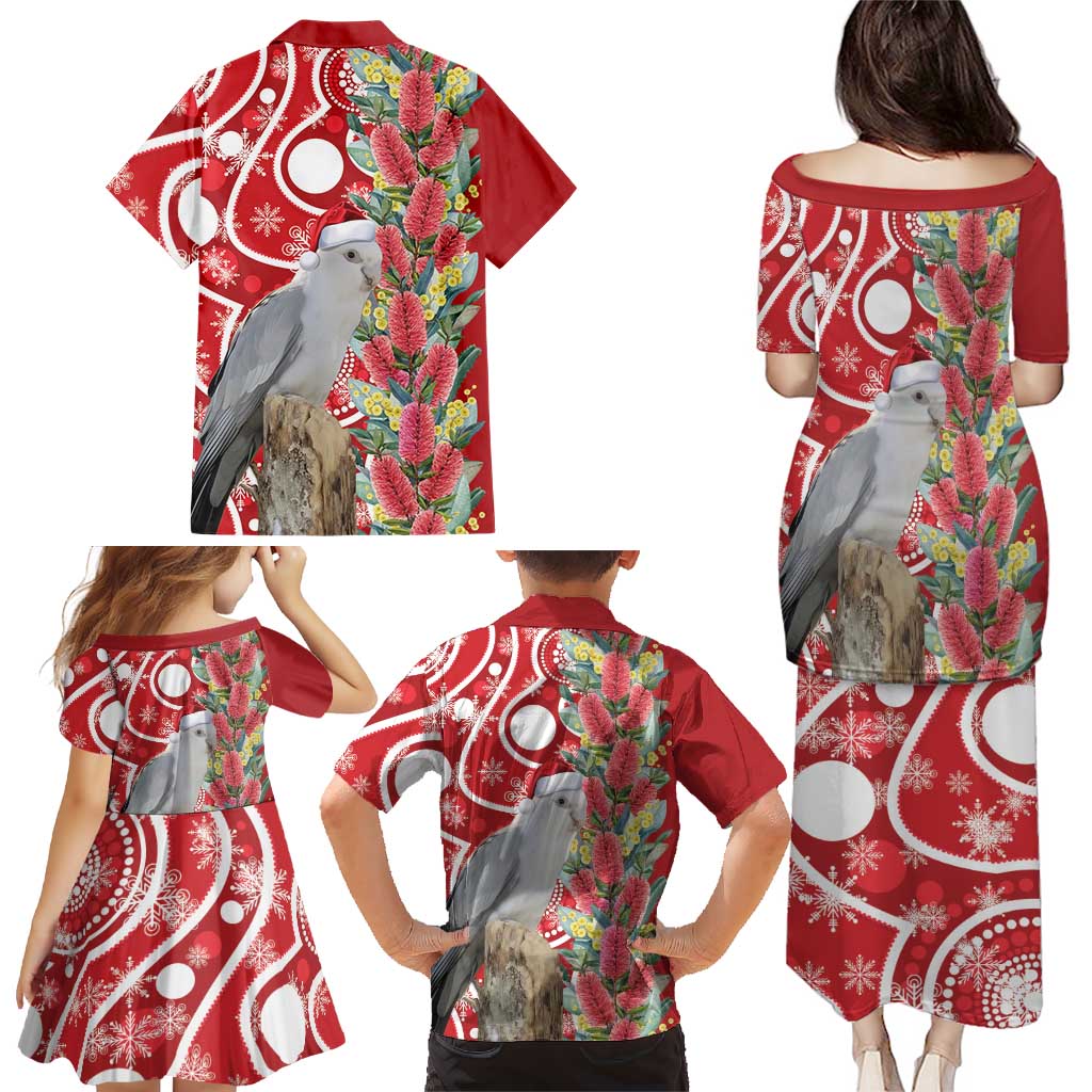 Blue Galah Mutation Christmas Australia Family Matching Puletasi and Hawaiian Shirt Falalalala Galalah Bottlebrush Red Aboriginal Art - Aussie Hoodie