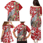 Blue Galah Mutation Christmas Australia Family Matching Puletasi and Hawaiian Shirt Falalalala Galalah Bottlebrush Red Aboriginal Art - Aussie Hoodie