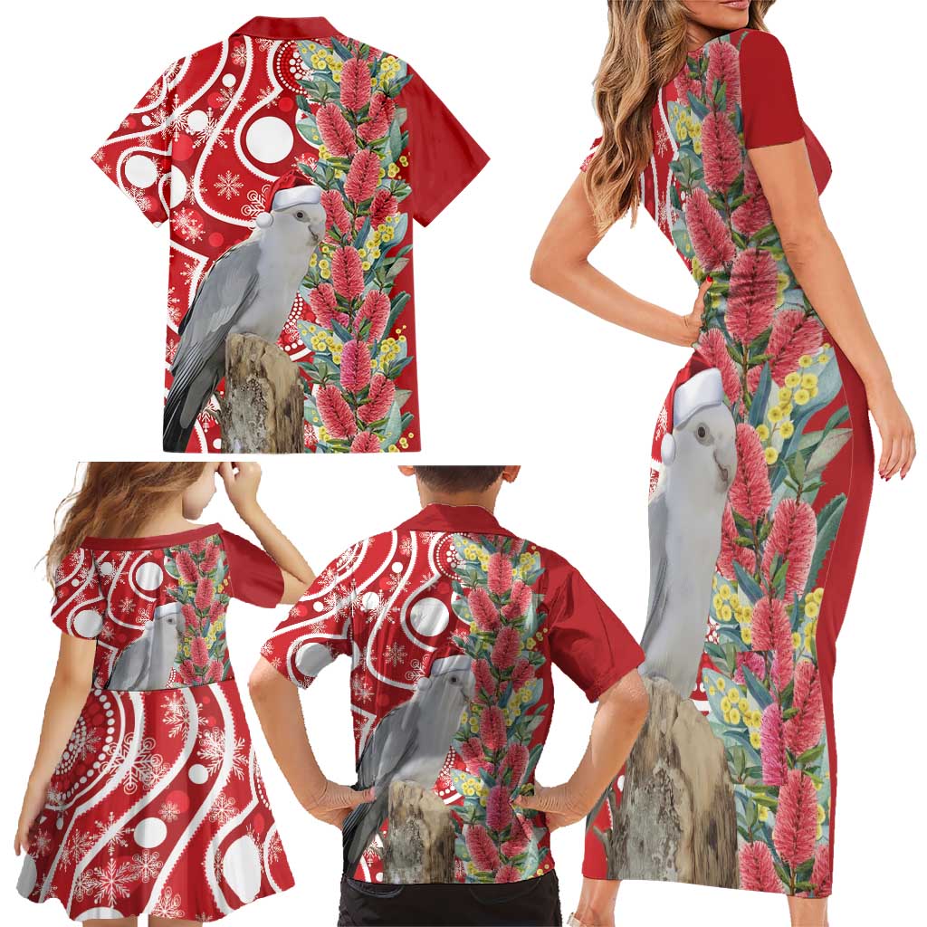 Blue Galah Mutation Christmas Australia Family Matching Short Sleeve Bodycon Dress and Hawaiian Shirt Falalalala Galalah Bottlebrush Red Aboriginal Art - Aussie Hoodie