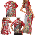 Blue Galah Mutation Christmas Australia Family Matching Short Sleeve Bodycon Dress and Hawaiian Shirt Falalalala Galalah Bottlebrush Red Aboriginal Art - Aussie Hoodie
