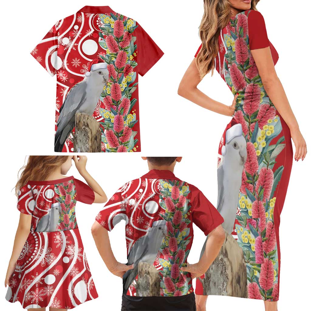Blue Galah Mutation Christmas Australia Family Matching Short Sleeve Bodycon Dress and Hawaiian Shirt Falalalala Galalah Bottlebrush Red Aboriginal Art - Aussie Hoodie