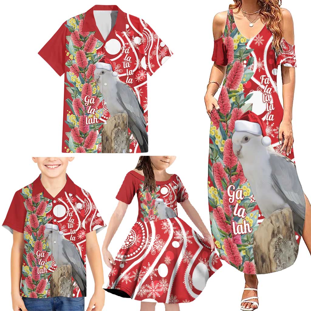 Blue Galah Mutation Christmas Australia Family Matching Summer Maxi Dress and Hawaiian Shirt Falalalala Galalah Bottlebrush Red Aboriginal Art - Aussie Hoodie