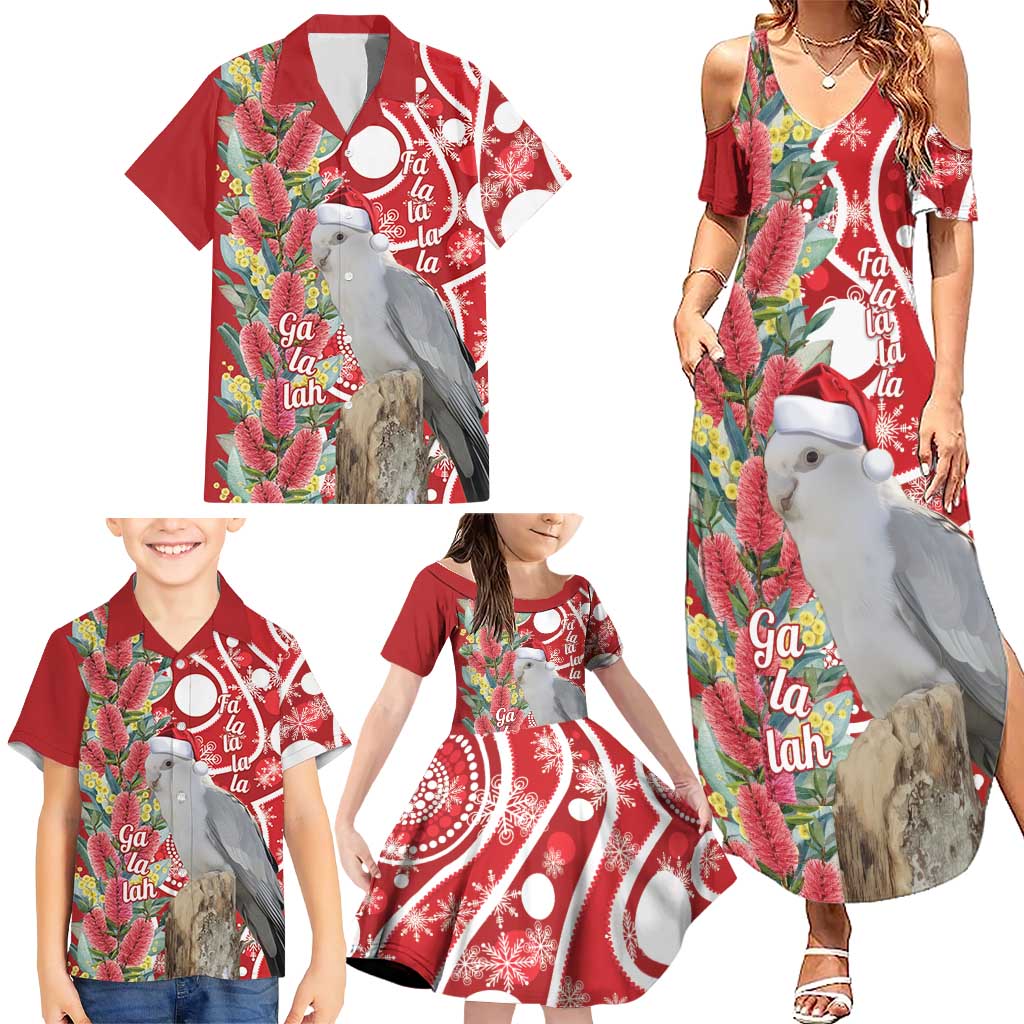 Blue Galah Mutation Christmas Australia Family Matching Summer Maxi Dress and Hawaiian Shirt Falalalala Galalah Bottlebrush Red Aboriginal Art - Aussie Hoodie