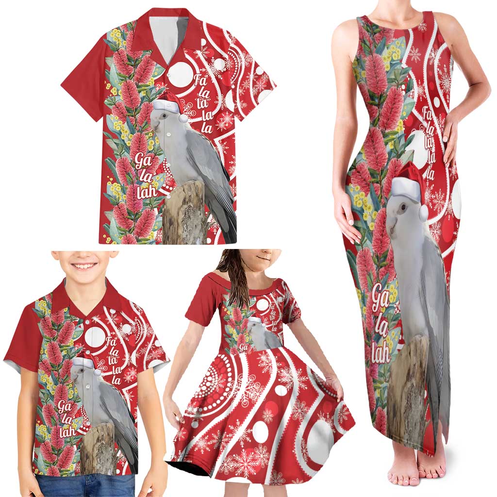Blue Galah Mutation Christmas Australia Family Matching Tank Maxi Dress and Hawaiian Shirt Falalalala Galalah Bottlebrush Red Aboriginal Art - Aussie Hoodie