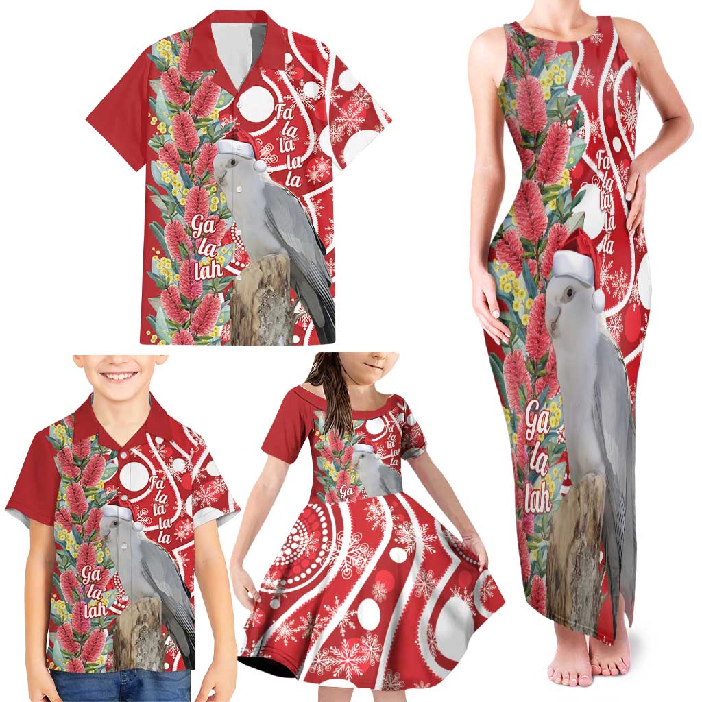 Blue Galah Mutation Christmas Australia Family Matching Tank Maxi Dress and Hawaiian Shirt Falalalala Galalah Bottlebrush Red Aboriginal Art - Aussie Hoodie