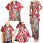 Blue Galah Mutation Christmas Australia Family Matching Tank Maxi Dress and Hawaiian Shirt Falalalala Galalah Bottlebrush Red Aboriginal Art - Aussie Hoodie