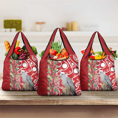 Blue Galah Mutation Christmas Australia Grocery Bag Falalalala Galalah Bottlebrush Red Aboriginal Art - Aussie Hoodie