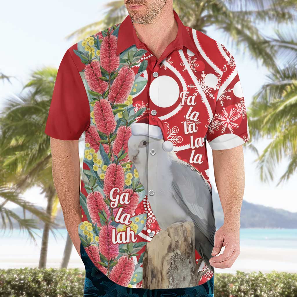 Blue Galah Mutation Christmas Australia Hawaiian Shirt Falalalala Galalah Bottlebrush Red Aboriginal Art - Aussie Hoodie