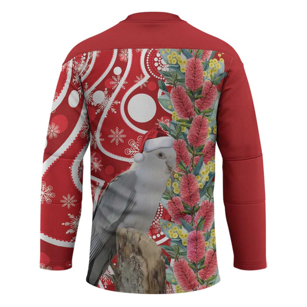 Blue Galah Mutation Christmas Australia Hockey Jersey Falalalala Galalah Bottlebrush Red Aboriginal Art - Aussie Hoodie