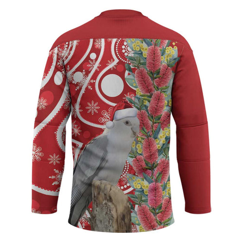Blue Galah Mutation Christmas Australia Hockey Jersey Falalalala Galalah Bottlebrush Red Aboriginal Art - Aussie Hoodie
