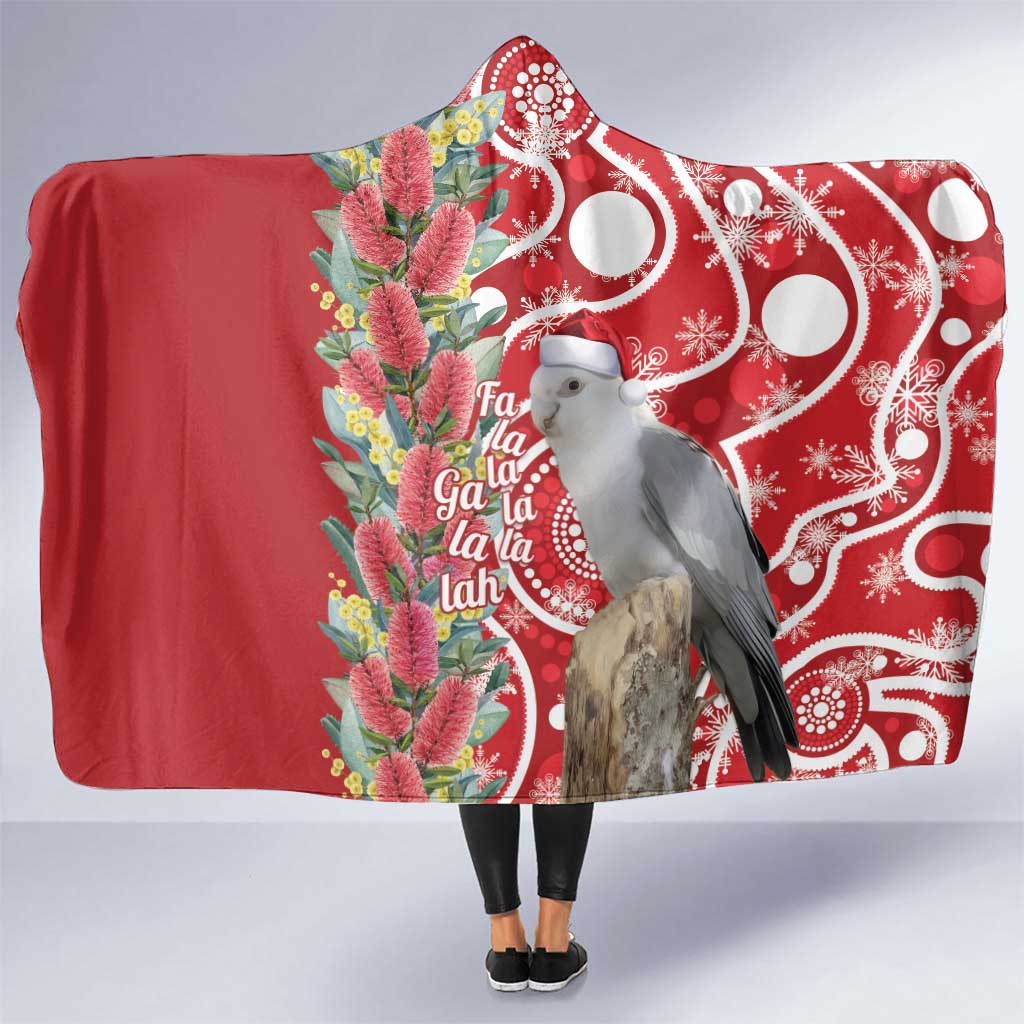 Blue Galah Mutation Christmas Australia Hooded Blanket Falalalala Galalah Bottlebrush Red Aboriginal Art - Aussie Hoodie