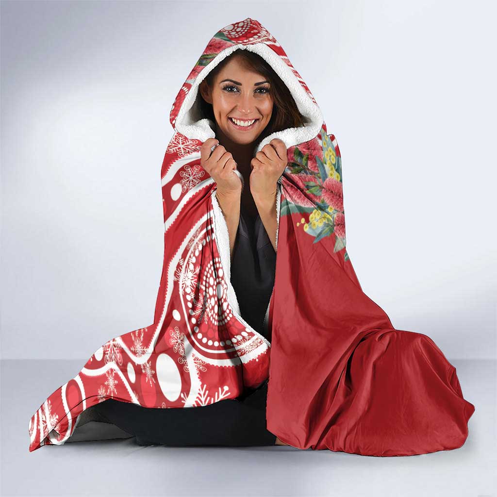 Blue Galah Mutation Christmas Australia Hooded Blanket Falalalala Galalah Bottlebrush Red Aboriginal Art - Aussie Hoodie