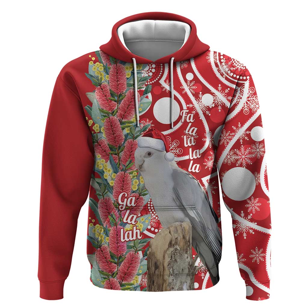 Blue Galah Mutation Christmas Australia Hoodie Falalalala Galalah Bottlebrush Red Aboriginal Art - Aussie Hoodie