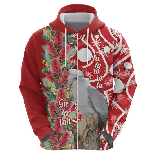 Blue Galah Mutation Christmas Australia Hoodie Falalalala Galalah Bottlebrush Red Aboriginal Art - Aussie Hoodie