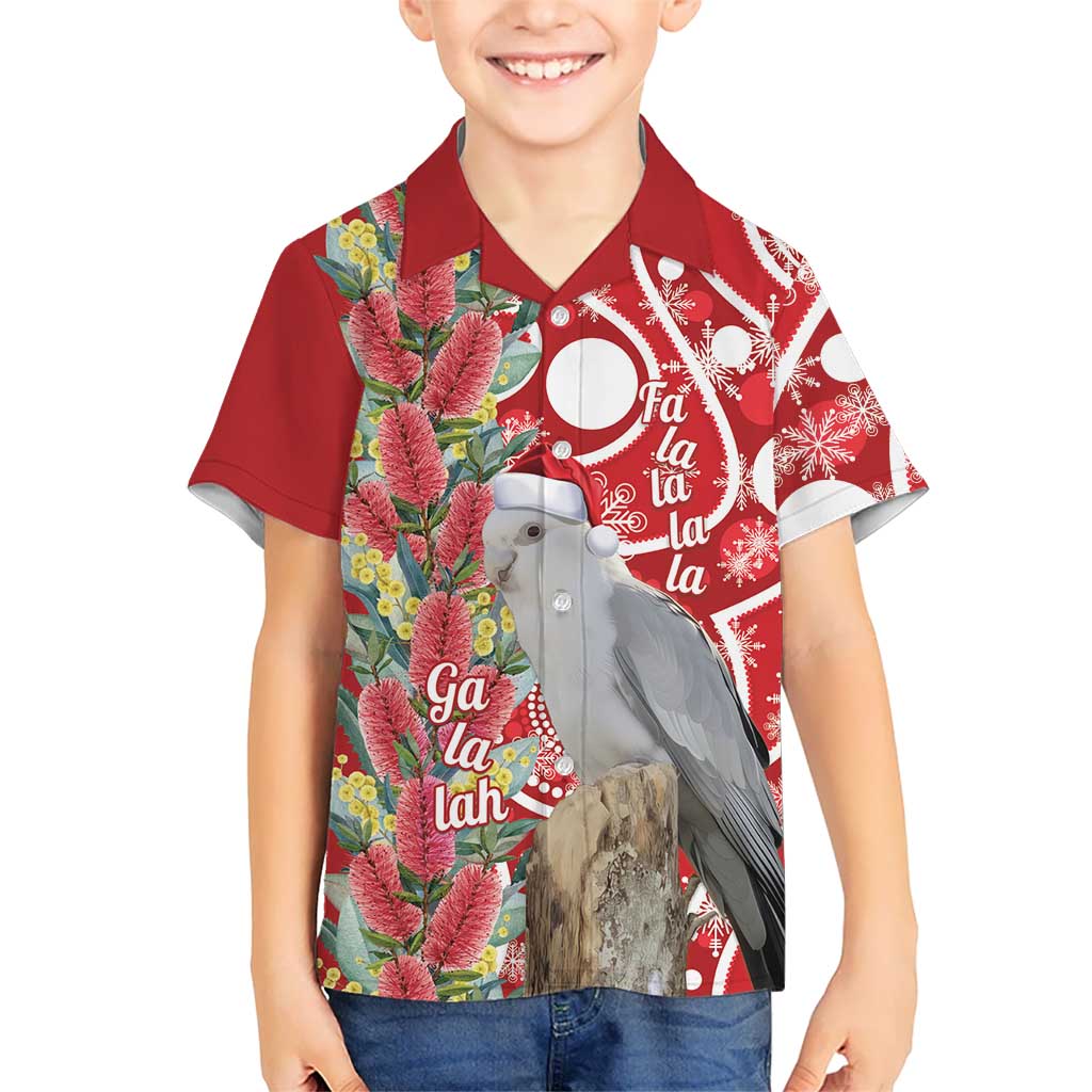 Blue Galah Mutation Christmas Australia Kid Hawaiian Shirt Falalalala Galalah Bottlebrush Red Aboriginal Art - Aussie Hoodie