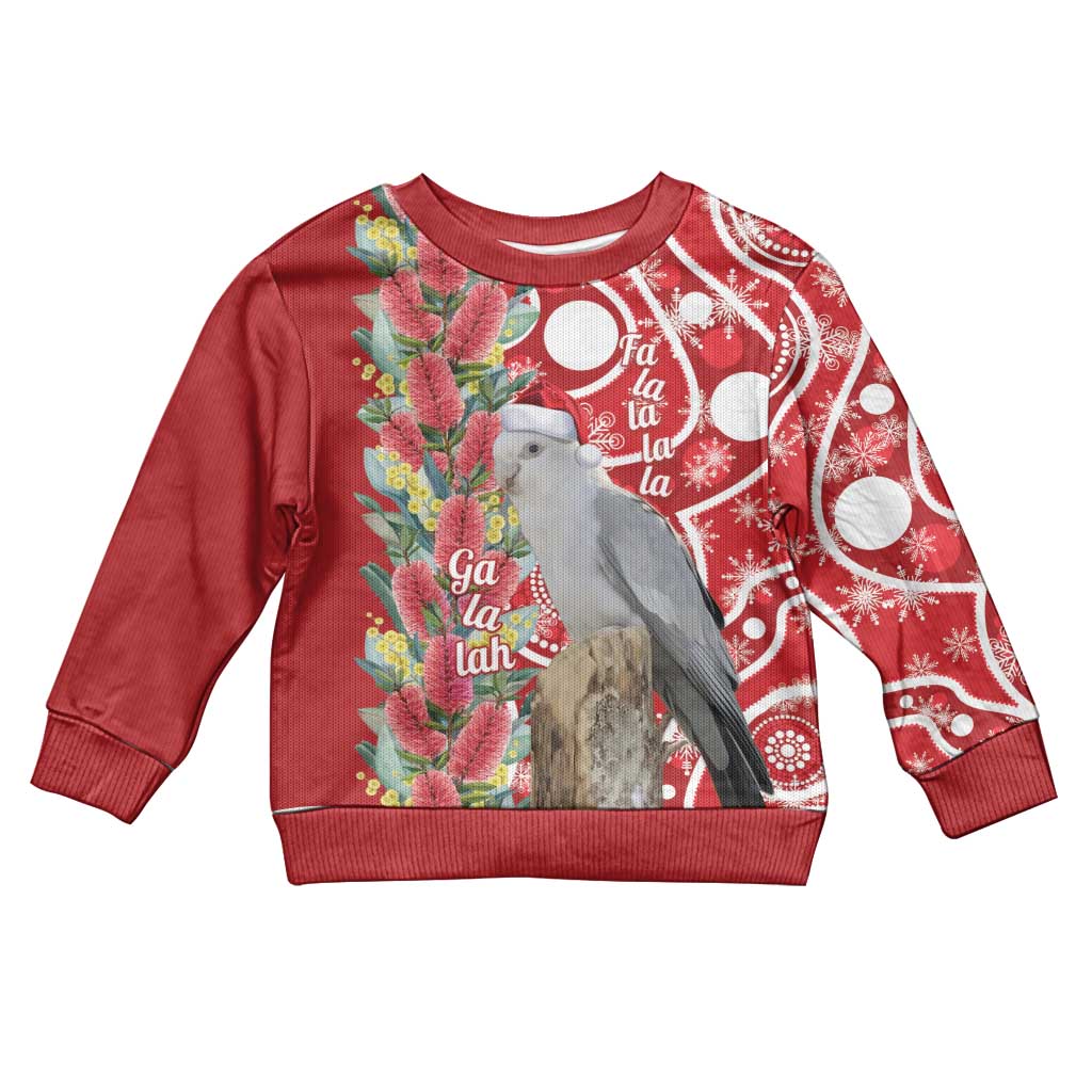 Blue Galah Mutation Christmas Australia Kid Ugly Christmas Sweater Falalalala Galalah Bottlebrush Red Aboriginal Art - Aussie Hoodie