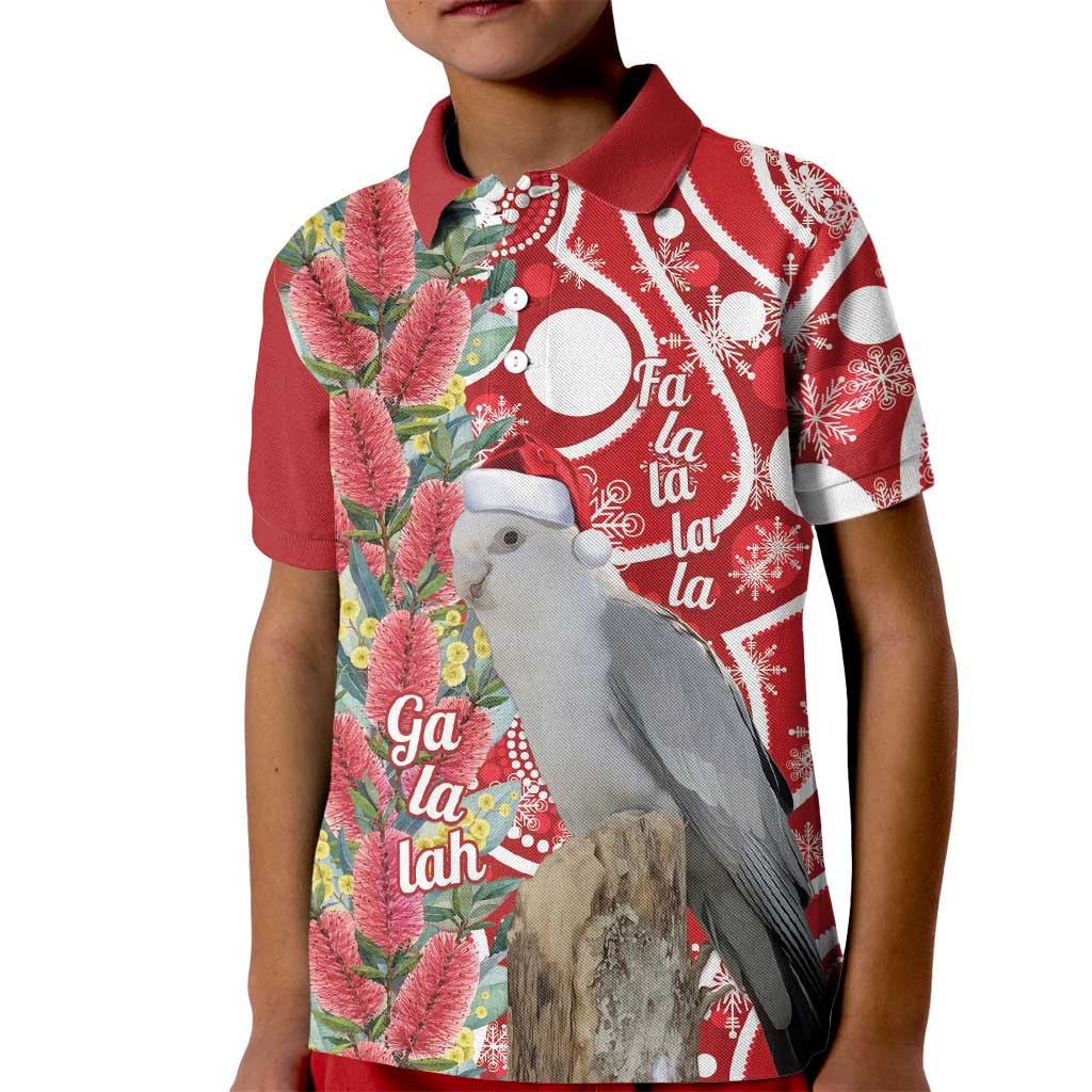 Blue Galah Mutation Christmas Australia Kid Polo Shirt Falalalala Galalah Bottlebrush Red Aboriginal Art - Aussie Hoodie