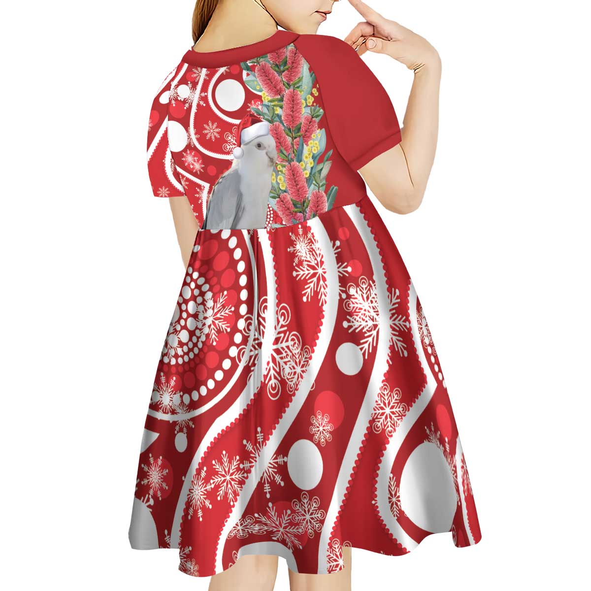 Blue Galah Mutation Christmas Australia Kid Short Sleeve Dress Falalalala Galalah Bottlebrush Red Aboriginal Art - Aussie Hoodie