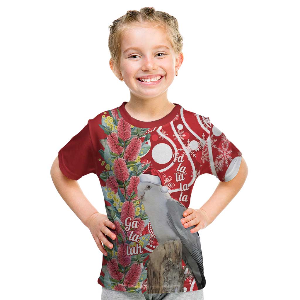 Blue Galah Mutation Christmas Australia Kid T Shirt Falalalala Galalah Bottlebrush Red Aboriginal Art - Aussie Hoodie