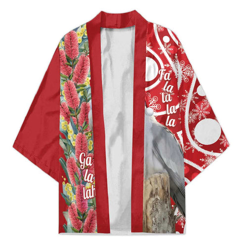 Blue Galah Mutation Christmas Australia Kimono Falalalala Galalah Bottlebrush Red Aboriginal Art - Aussie Hoodie