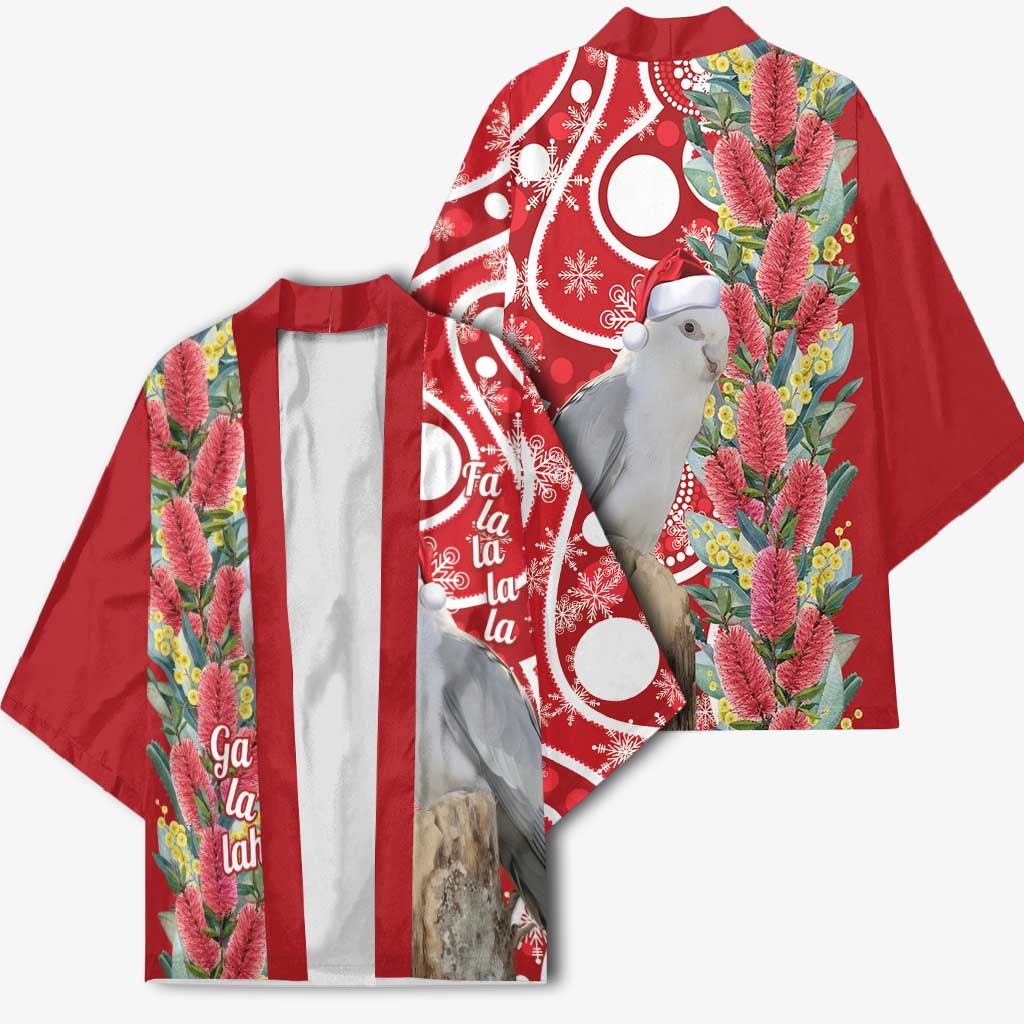 Blue Galah Mutation Christmas Australia Kimono Falalalala Galalah Bottlebrush Red Aboriginal Art - Aussie Hoodie