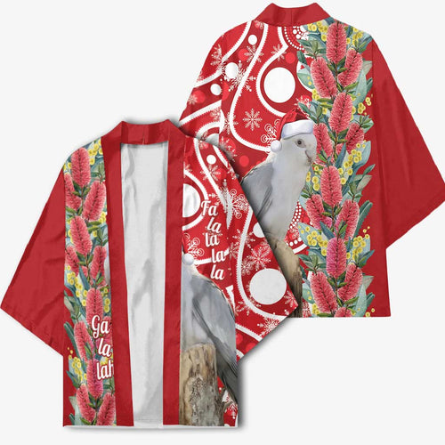 Blue Galah Mutation Christmas Australia Kimono Falalalala Galalah Bottlebrush Red Aboriginal Art - Aussie Hoodie